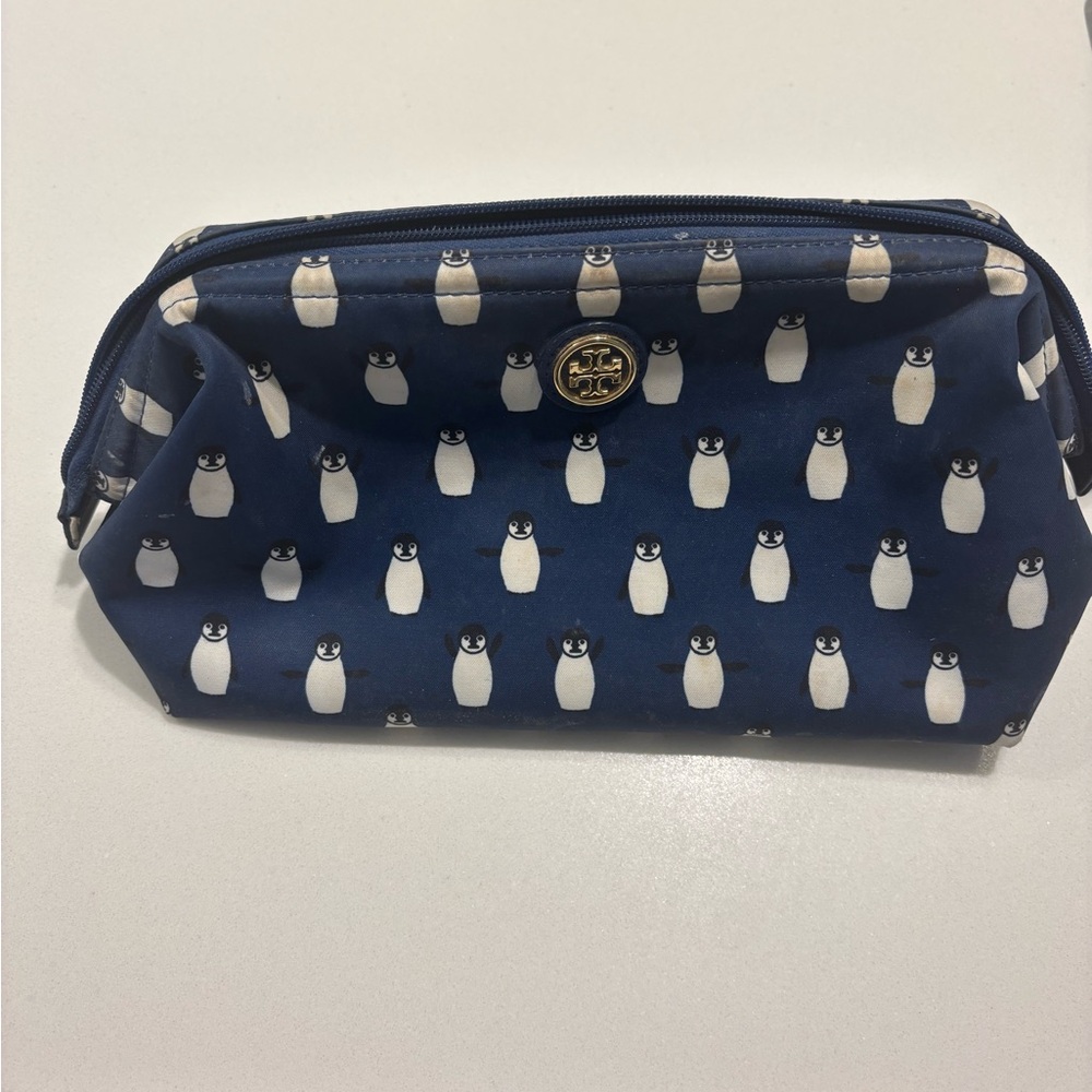 Tory Burch Blue Penguin Print Pouch